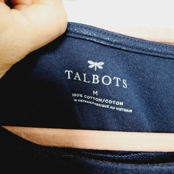 Talbots Navy Blue and Pink Stripe Colorblock Knit Cotton Quarter Sleeve Dress - Picture 6 of 6